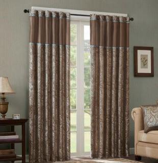 Pokanoket Paisley Room Darkening Rod Pocket 3 Curtain Panels, Taupe 50x108"