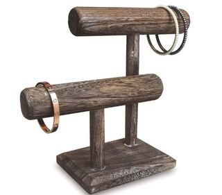 Loon Peak 2 Tier Wooden T Bar Jewellery Bracelet Watch Display