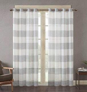 Exclusive Home Curtains Navaro Sheer Grommet Top Panel Pair, Winter White, 54x96, 2 Piece