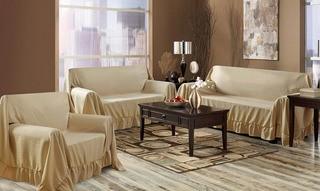 Venice Home 3 Piece Sofa, Loveseat, Chair Protector Throw Cover Set Taupe