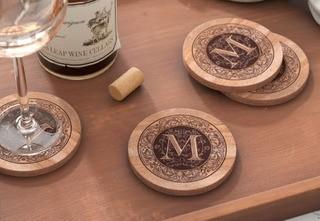 Fleur De Lis Living Monogram Coaster Letter "M" 8PC
