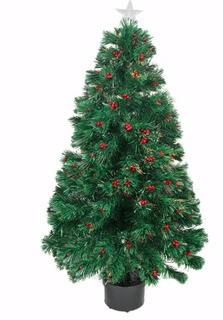 Northlight Pre-Lit Color Changing Fiber Optic Christmas Tree with Red Berries, 3'