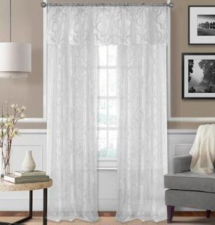 Montego 52 in. W x 84 in. L Ironwork Sheer Window Curtain White, 5PK 