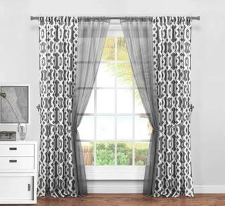 Landy Geometric Semi-Sheer 6 Piece Curtain Panel Set