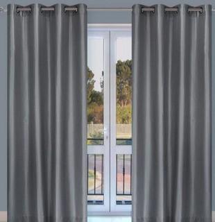 LJ Home Silkana Solid Semi-Sheer 4 Grommet Curtain Panels (FPN1030_11904772) Charcoal Grey, 56x88"