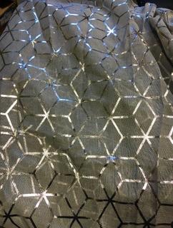 Sheet Grey Curtains With Metallic Silver, 47Lx37W", 8 Curtain Panels 