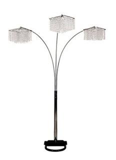 Ore International 6932 3 Light Crystal Inspirational Arch Floor Lamp, 97" x 17.5" x 19", Silver 