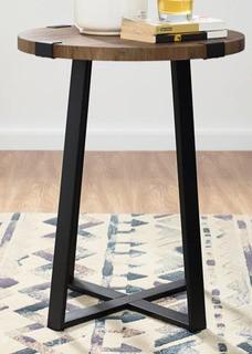 Walker Edison - 18" Metal Wrap Round Side Table - DK Walnut - AF18MWSTDW