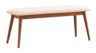 Dark Walnut Finish Beige Fabric Bench - 512N-BF13