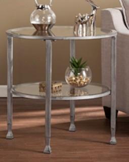 CK0742 Jaymes By Southern Enterprises Metal/Glass Round End Table - Silver