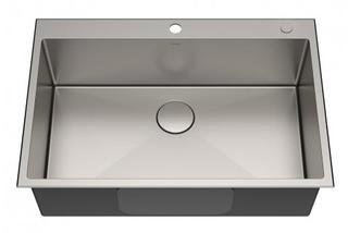 KRAUS Standart PRO? 33-inch 16 Gauge Drop-In Single Bowl 2-Hole Stainless Steel Kitchen Sink - KHT300-33