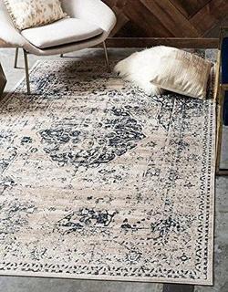 Unique Loom - Villa Collection - H446E-SNL13 - Dk Blue/White - 6' Runner