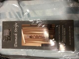 Damask Stripe 2 Lined Back Tab Panels 50x95"