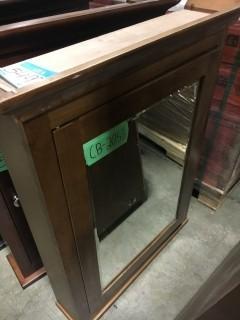 Pecan Wood Satin 25x32" Medicine Cabinet With Crown (CB-2053)