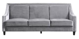 Trista Nailhead Trim Wood Legs Couch Sofa - Grey