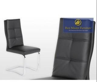 Best Master Furniture - ME02-SC Dining Chair - White Blk - Set of 2