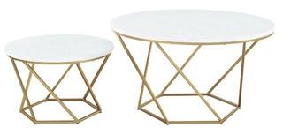 Walker Edison Geometric Nesting Coffee Tables - White Marble/Gold - AF28CLRGMG