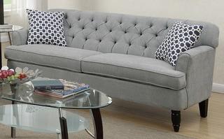 Poundex F6940 Grey Velveteen Fabric Sofa 