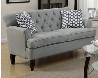 Poundex F6940 Grey Velveteen Fabric Loveseat