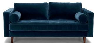 Navy Blue Velvet Tufted Sofa