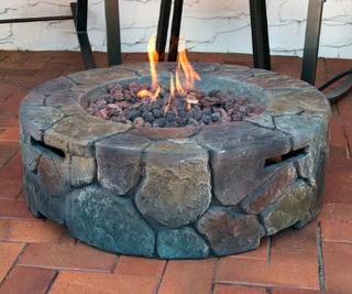 Sunnydaze D?cor - Stone Gas Fire Pit - 33x33 - WAR-993