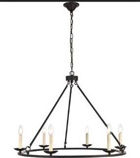 Living District LD6010D32BK Maine 6 Light 32 inch Black Chandelier