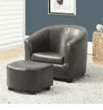 Monarch Specialties Barrel Chair and Ottoman - I8054 - Charcoal grey 