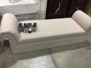 Jennifer Taylor Home Savannah Straight Line Rolled Arm Hand Finished Silver Nailhead Trim Upholstered Entry Bench,Taupe