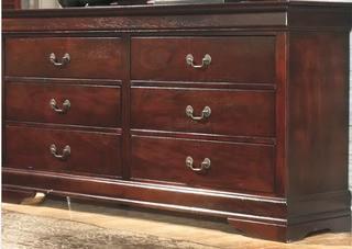 Lisle 6 Drawer Double Dresser, Cherry, Scratches/Chips