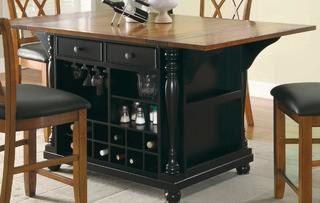 Callensburg Kitchen Island, Black, Scratches/Chips (Chairs Not Included)