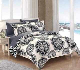 Chick Home Ibiza 3 Piece Reversible Duvet Cover Set, King 