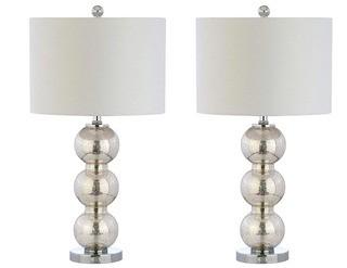 Mantz Glass Triple-Sphere 27" Table Lamp Mercury Silver/Chrome , 2PK