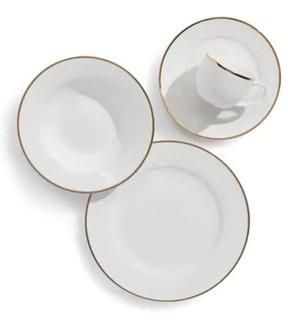 GlucksteinHome Prescott Gold Rim 20PC Bone China Dinnerware Set