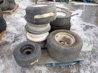 Lot of Asst. Rims, 24x12.00-12 Tire on Rim, 26x12.00-2 Tire on Rim, 18x8.50-8 Tire on Rim and 18x9.50-8 Tire. 