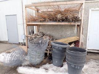 Lot of Ornamental Wood, Planters, and Tree Baskets, etc.