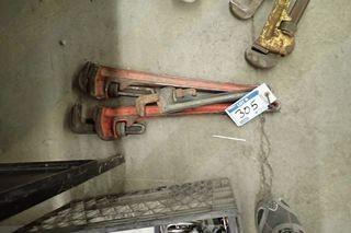 Lot of (2) 24" Pipe Wrenches and 14" Pipe Wrench. 