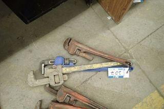 Lot of (2) 24" Pipe Wrenches and 18" Pipe Wrench. 