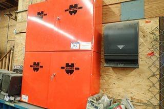 Lot of 4-Door Wurth Cabinet w/ Asst. Spray Paints and Thinners. 