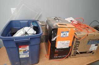 Lot of Coaxial Cable, Telephone Headset, Surge Protectors, Power Bars, Switches, etc.