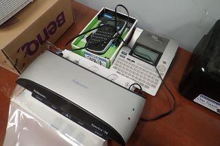 Lot of Brother P-Touch Label Maker, Dyno Label Maker, Fellowes Laminator and Fellowes Paper Shredder.