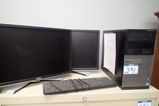 Lot of Dell OptiPlex 7010 Intel Core i7 Desktop Computer, 2 Dell Flatscreen Monitors, and Keyboard. **NOTE: MISSING POWERCORDS**