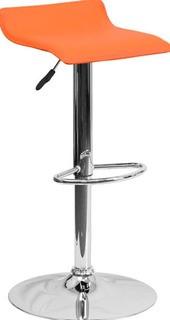 Whelan Low Back Adjustable Height Swivel Bar Stool, Orange 