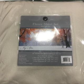 August Grove Everton Solid  Fleece Sheet Set, King, Beige 