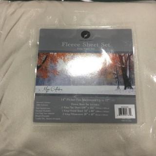 August Grove Everton Solid  Fleece Sheet Set, King, Beige 