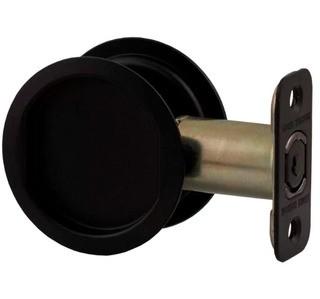 Stone Harbor Hardware Round Pocket Door Latch, Black, 2 3/8 Latch 