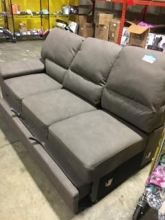 Brown Faux-Nabuck Fabric Sofa Only!! Missing Chase