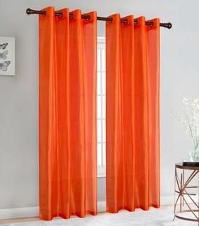 Glory Home Design Christina Solid Semi-Sheer Grommet Curtain Panels, Set Of 2, Orange, 54x84"