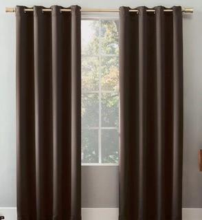 Sun Zero 2 Blackout Grommet Curtain Panels, Brown, 54x95"
