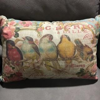 Gracie Oaks 2 League Cottage Birds Linen Lumbar Pillows, 12x18"