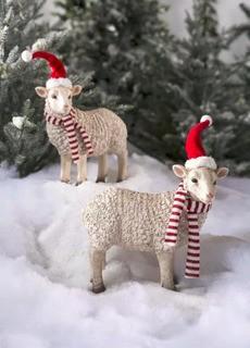 Plow & Hearth Holiday Sheep Garden Accents, Set of 2